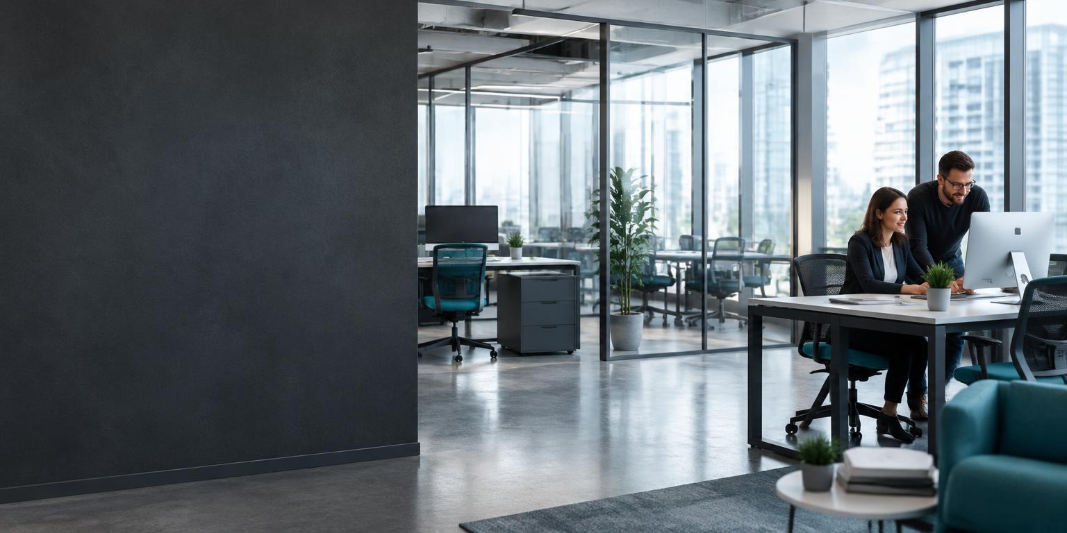 Profesionales colaborando en un espacio de trabajo tecnológico